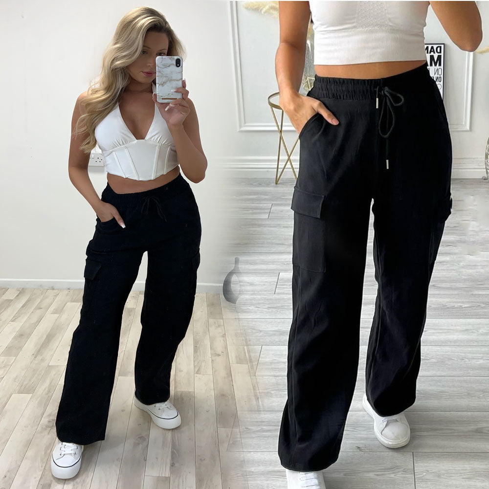 Wide Leg Cargo Trousers