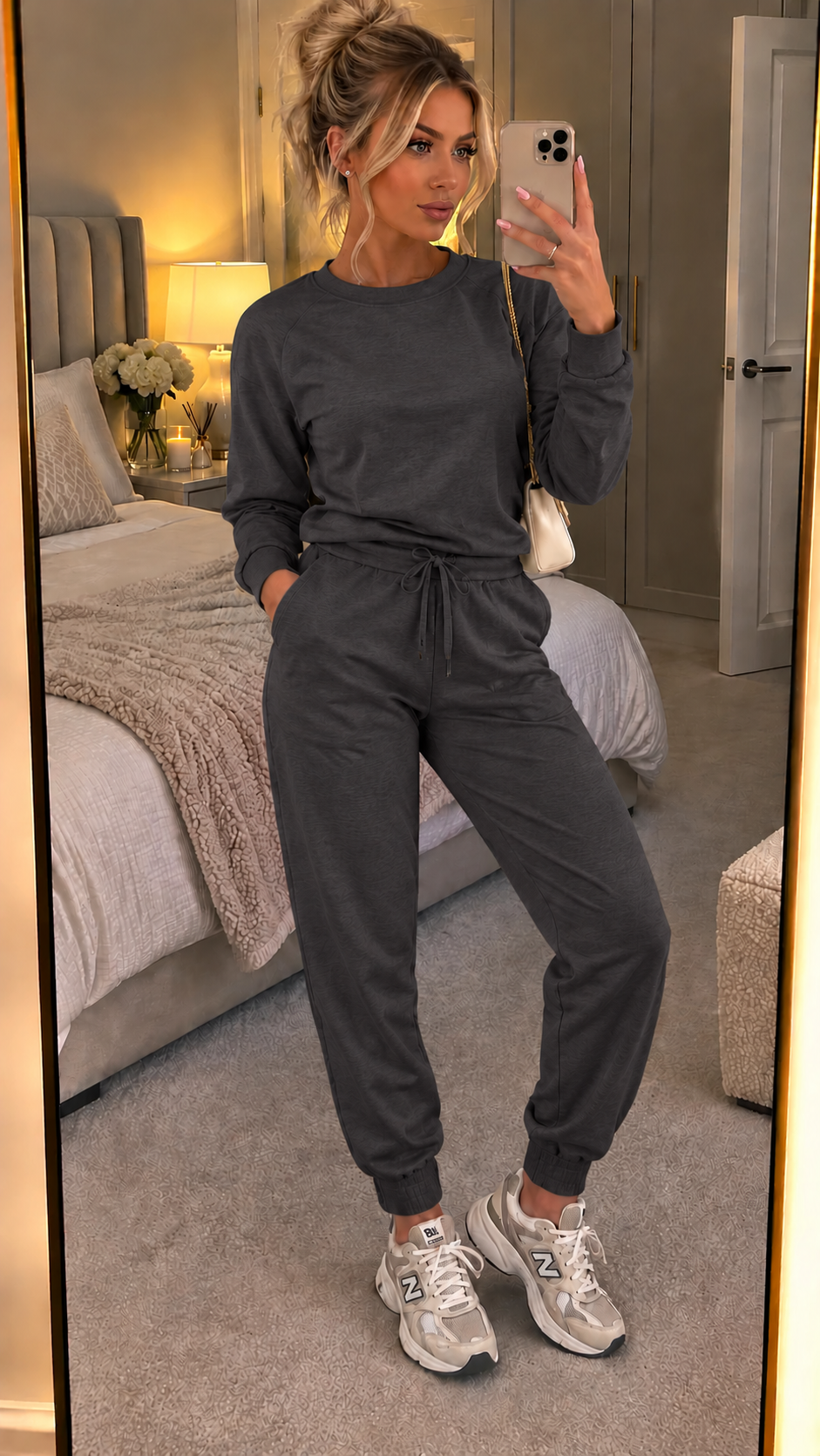Long Sleeved Plain Lounge Wear Two Piece