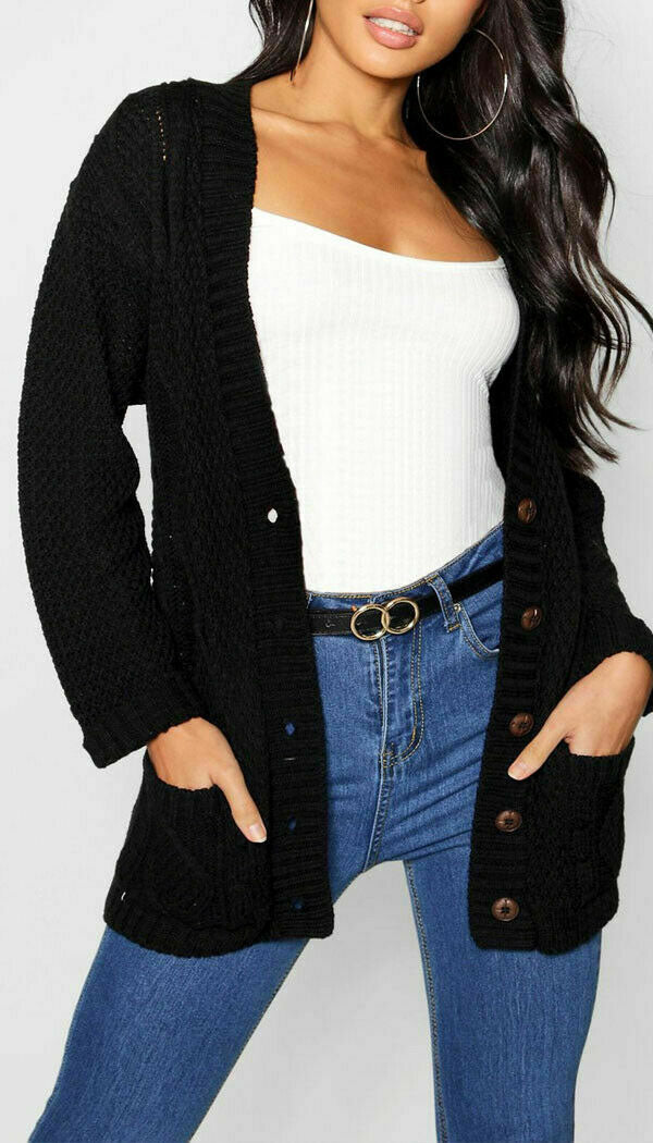 Chunky Boyfriend Grandad Button Cardigan - omgfashion.com