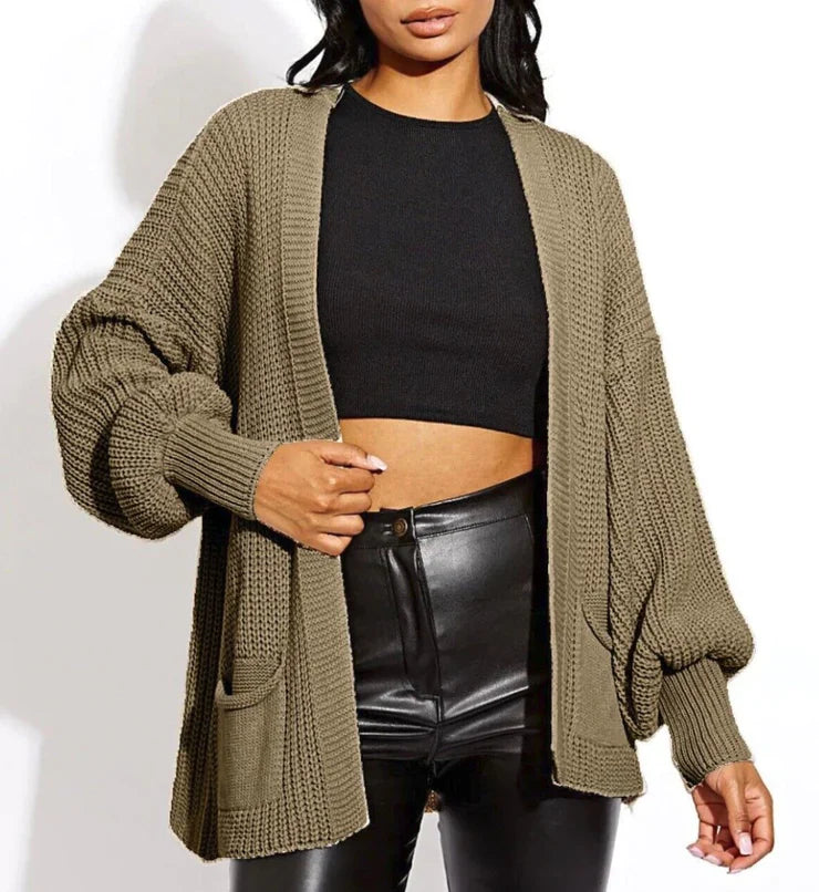 Short Balloon Knitted Cardigan