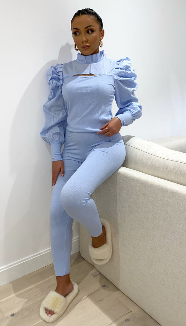 Letter Box Balloon Two Piece Lounge Set - omgfashion.com