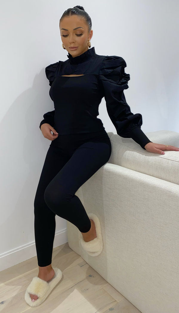 Letter Box Balloon Two Piece Lounge Set - omgfashion.com