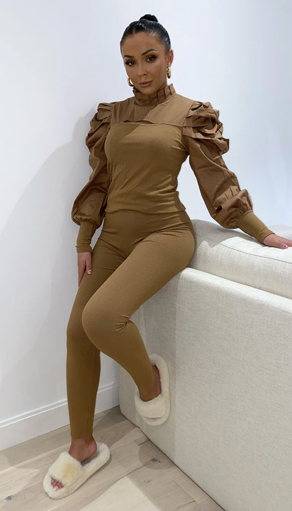 Letter Box Balloon Two Piece Lounge Set - omgfashion.com