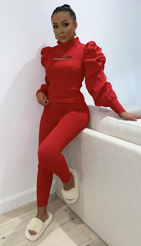 Letter Box Balloon Two Piece Lounge Set - omgfashion.com
