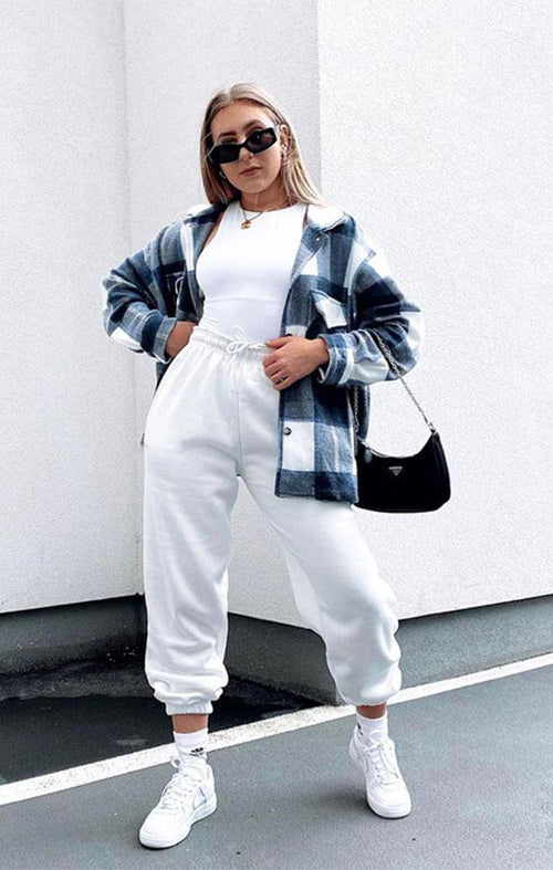Check Button Oversized Shacket - omgfashion.com