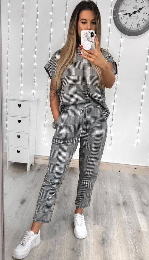 Check Tracksuit Lounge Suit - omgfashion.com