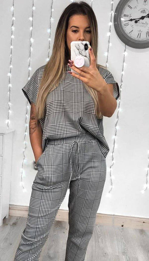 Check Tracksuit Lounge Suit - omgfashion.com