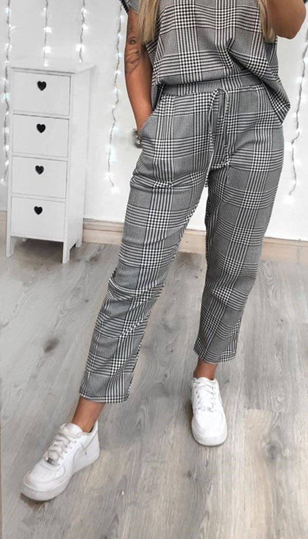 Check Tracksuit Lounge Suit - omgfashion.com