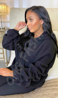Ruche Sleeved Exclusive Hoodie - omgfashion.com