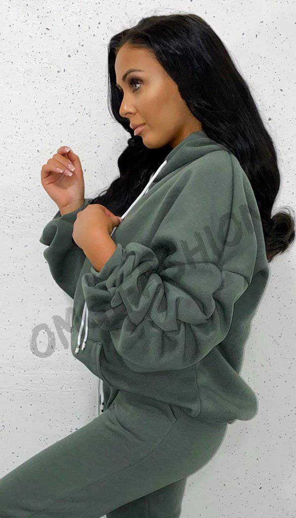 The Ruche Sleeved Exclusive Hoodie - omgfashion.com