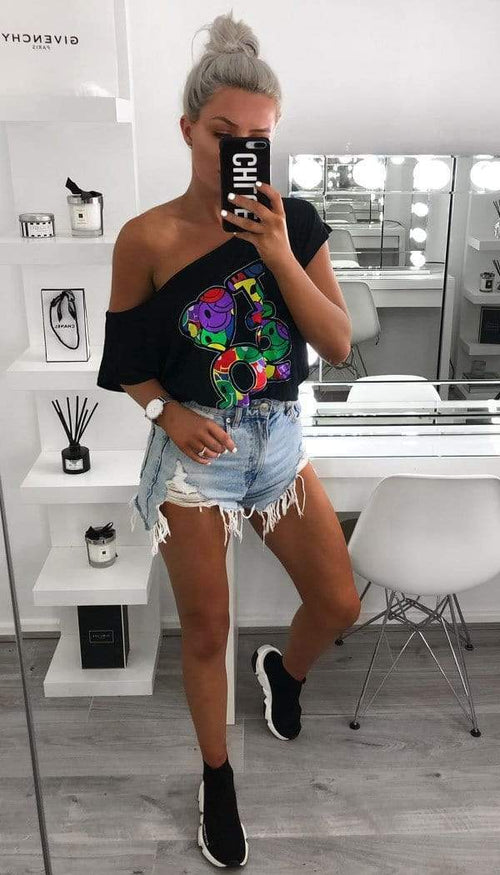 " I LOVE 90'S" T-Shirt In Black - omgfashion.com