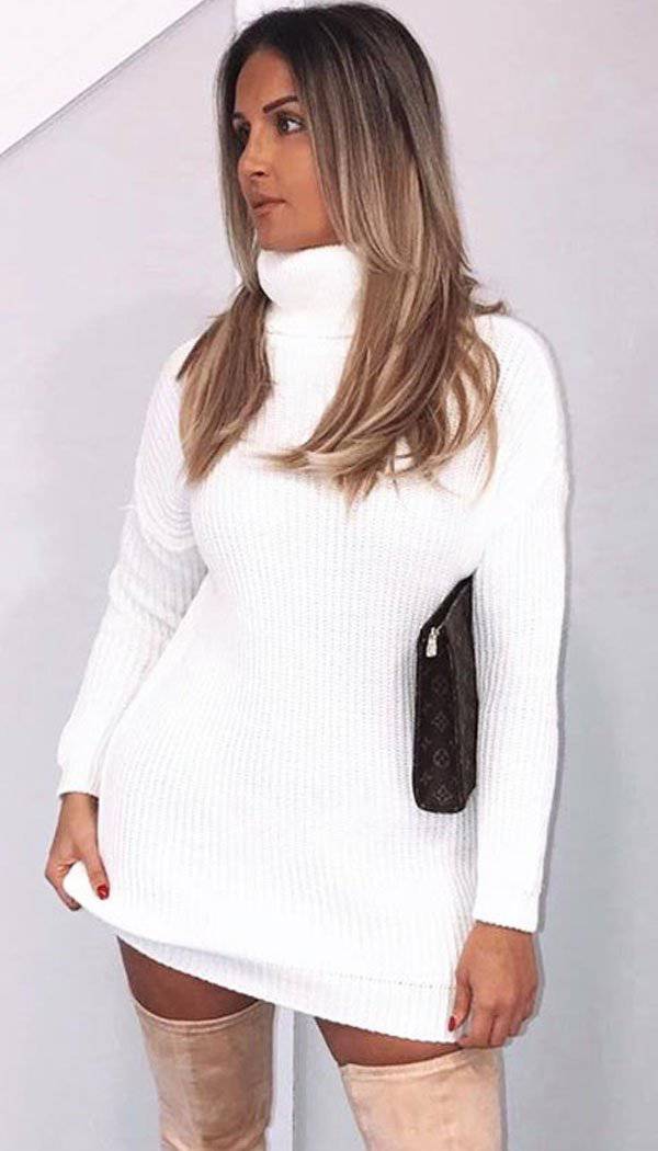 Neon Roll Neck Jumper Dress (MORE THAN 50% OFF SALE WAS £35) - omgfashion.com