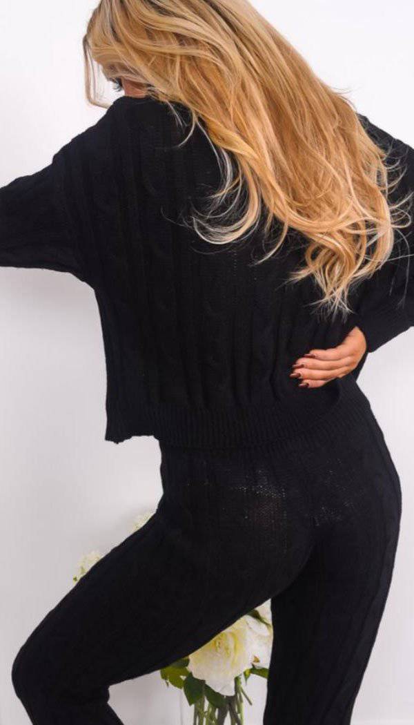 Roll Neck Cable Knitted Legging Two Piece - omgfashion.com