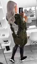 Sequin Angel Wings Hoodie Jacket In Camouflage - omgfashion.com