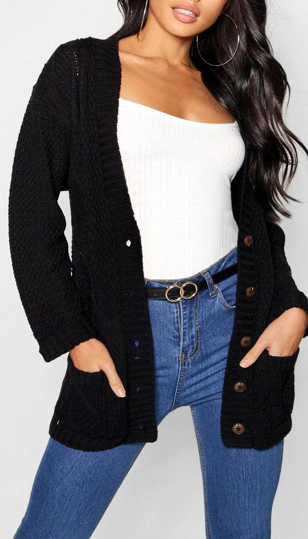 Knitted Boyfriend Button Cardigan - omgfashion.com