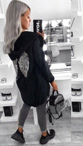 Sequin Angel Wings Hoodie Jacket - omgfashion.com