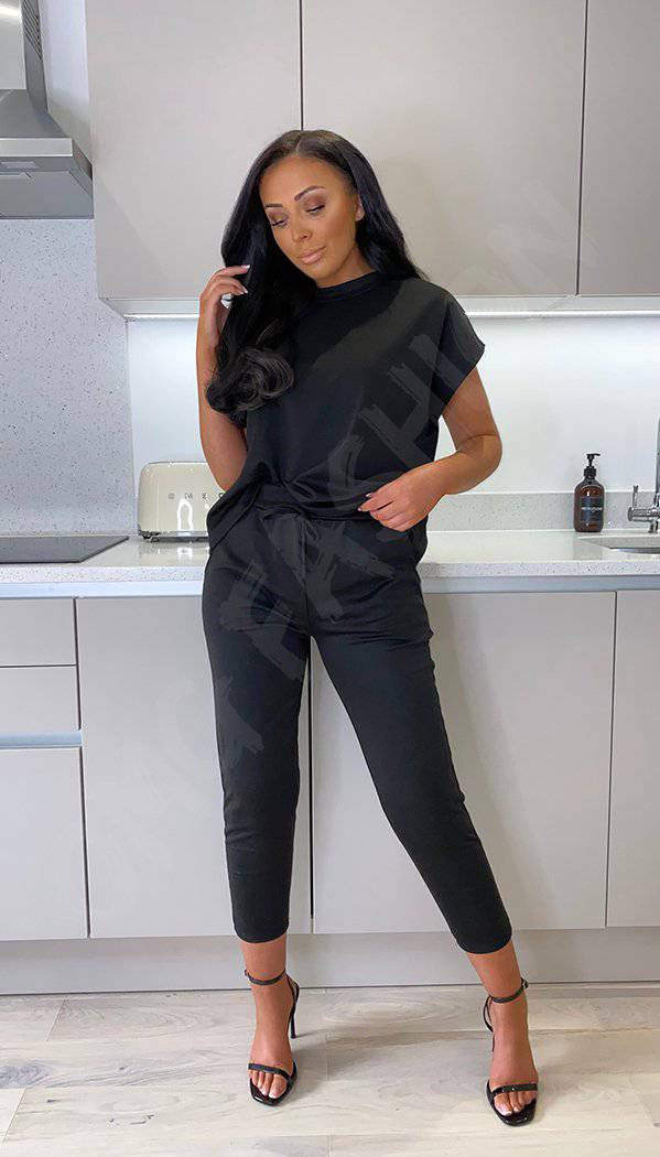 The Boxy Short Sleeved Round Neck Two Piece Loungewear Tracksuit - omgfashion.com