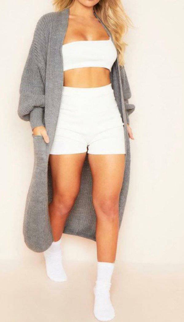 Balloon Sleeved Knitted Maxi Cardigan - omgfashion.com