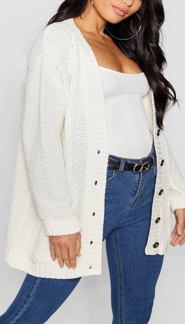 Knitted Boyfriend Button Cardigan - omgfashion.com