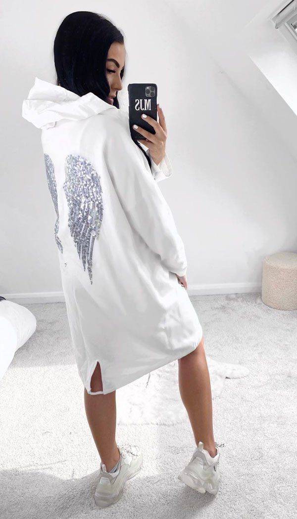 Sequin Angel Wings Hoodie Jacket - omgfashion.com