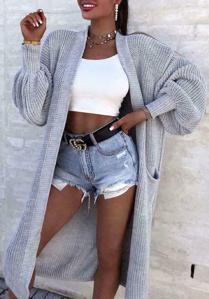 Balloon Sleeved Knitted Maxi Cardigan - omgfashion.com