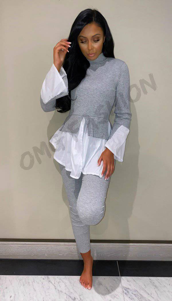 Shirt Hem Legging Two Piece Set - omgfashion.com