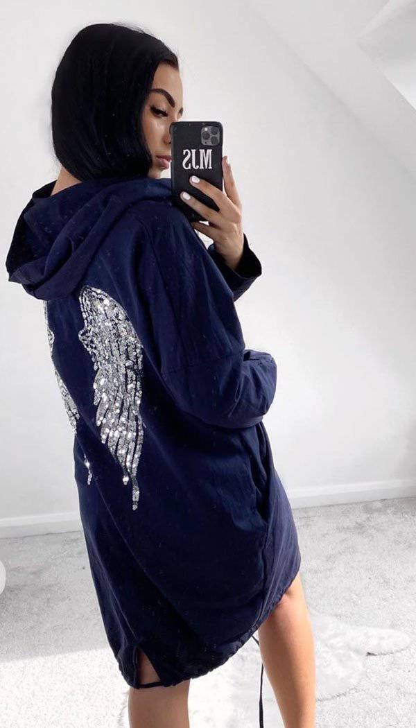 Sequin Angel Wings Hoodie Jacket - omgfashion.com