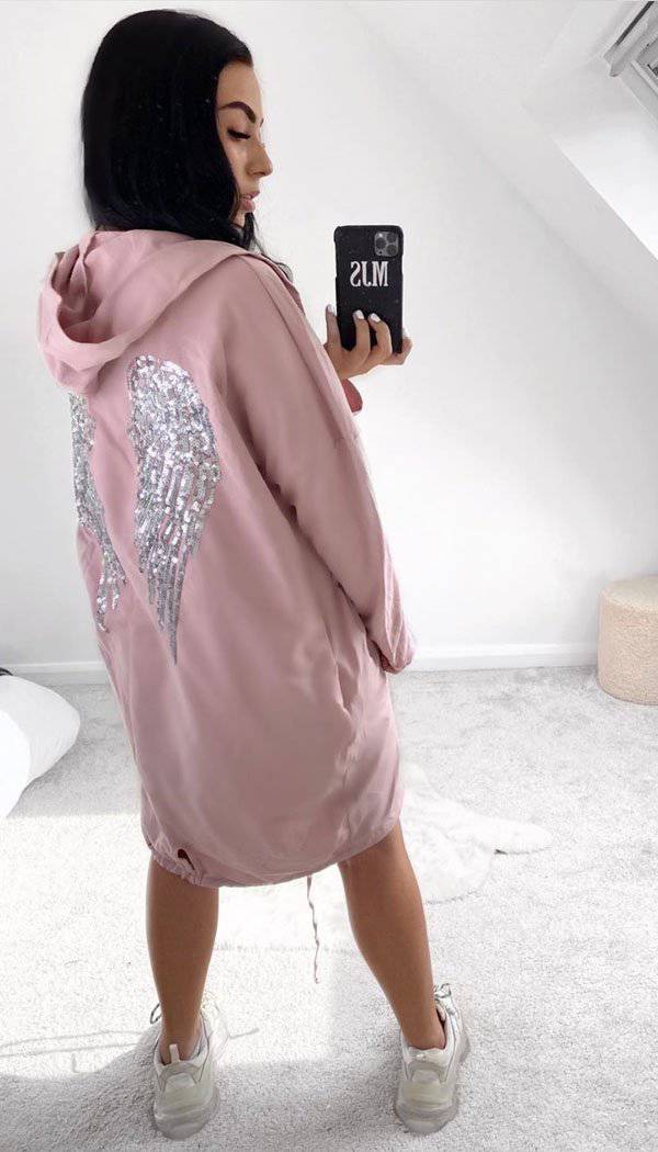 Sequin Angel Wings Hoodie Jacket - omgfashion.com