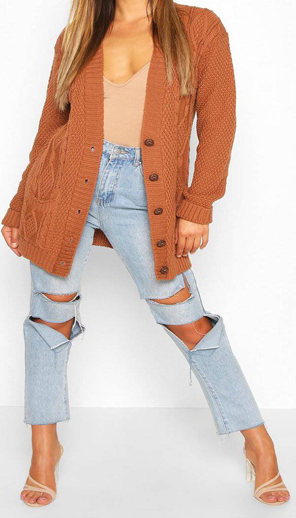 Knitted Boyfriend Button Cardigan - omgfashion.com