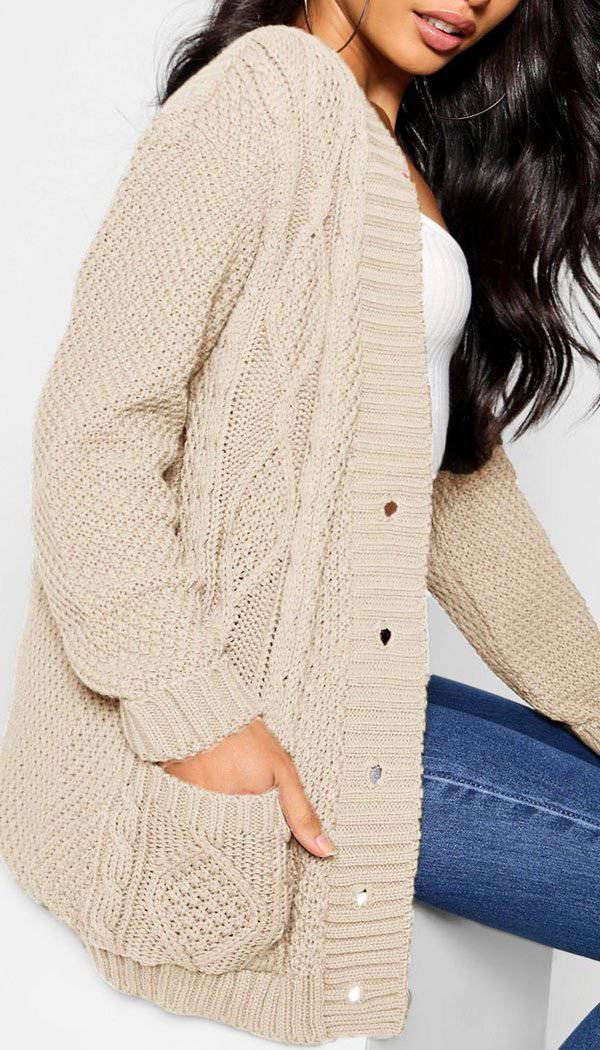 Knitted Boyfriend Button Cardigan - omgfashion.com
