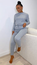 Long Sleeved Plain Lounge Wear Two Piece - omgfashion.com