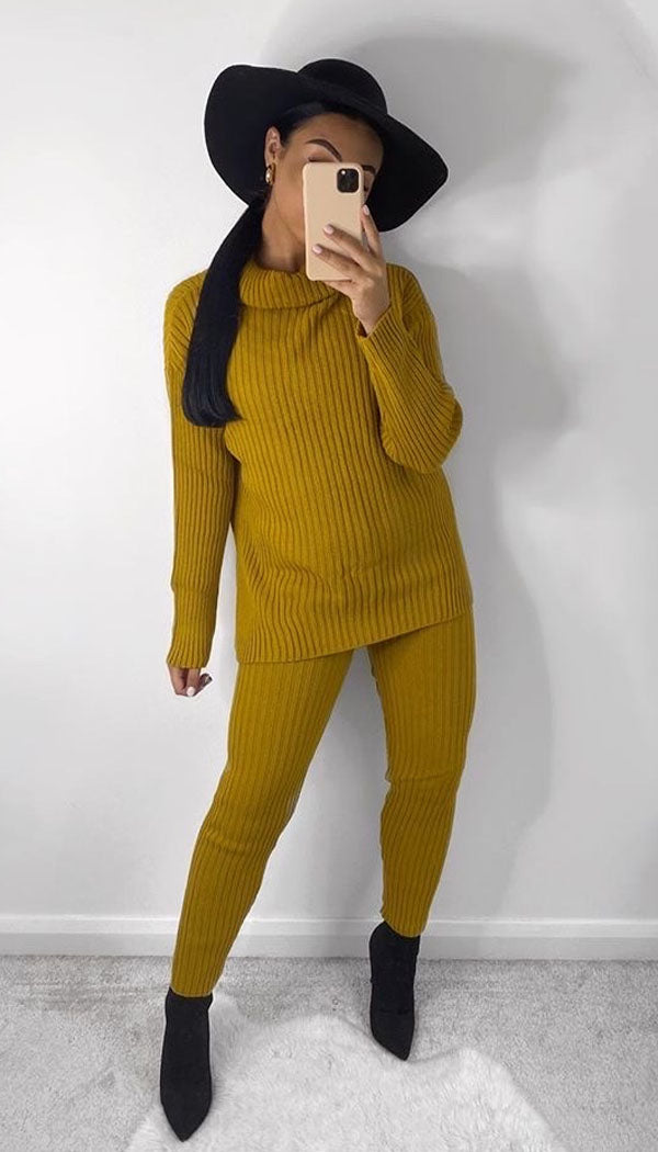Chunky Ribbed Roll Neck Legging Co-ord Set