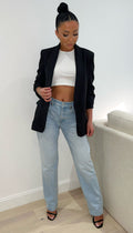 Tailored Ruche Sleeved Blazer - omgfashion.com