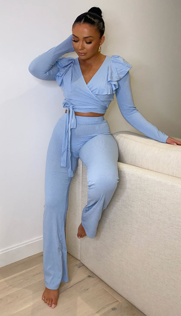 Tied Front Flared Two Piece Set - omgfashion.com