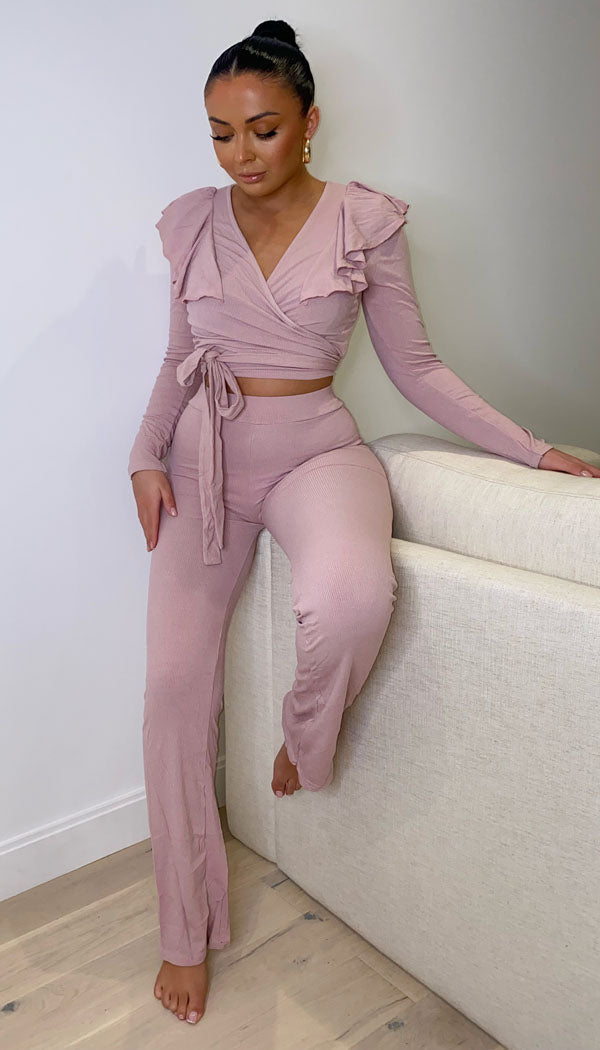 Tied Front Flared Two Piece Set - omgfashion.com